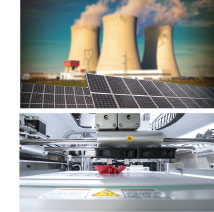 Nuclear power plant on top, 3D printing on bottom